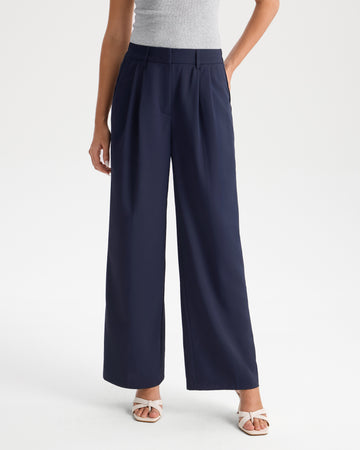 High Rise Pleated Wide Leg Trouser Pants