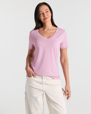 V Neck Hip Length Classic T-Shirt