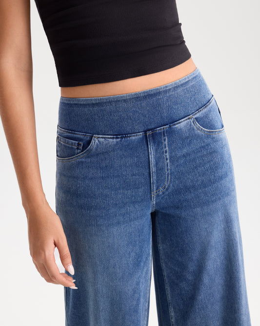 High Waist Stretch Wide Leg Jeans - Regular