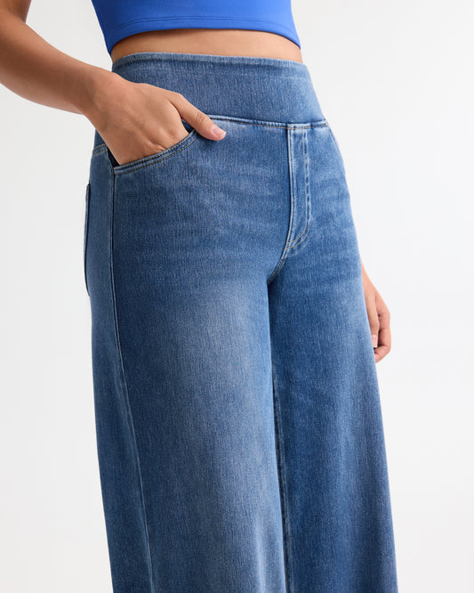 High Waist Stretch Wide Leg Jeans - Regular