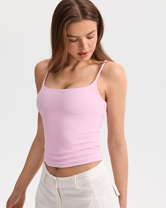 Spaghetti Straps Double Layer Crop Cami