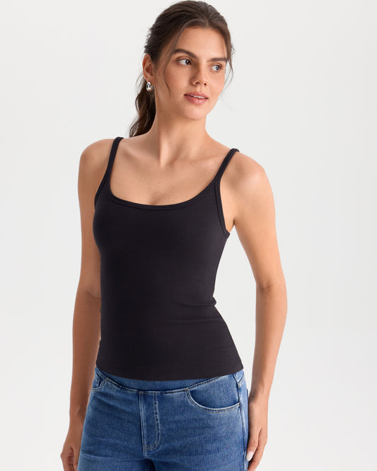 Scoop Neck Ribbed Slim Fit Cami Top