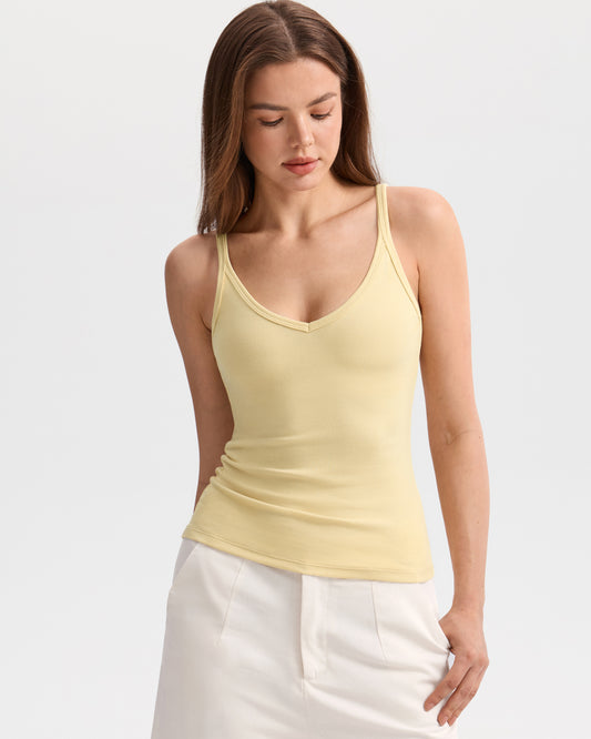 Ribbed V Neck Spaghetti Cami