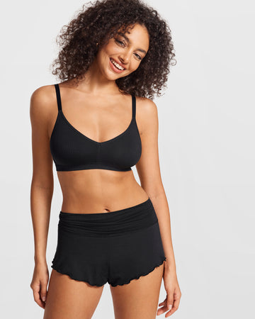 V-Neck Wireless unpadded Bralette Black