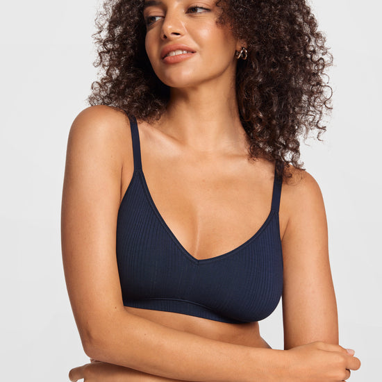 V-Neck Wireless unpadded Bralette Deep Ocean Blue