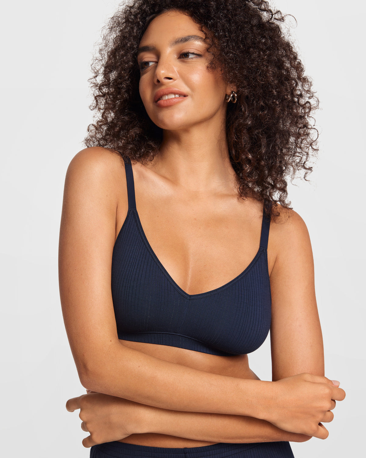 V-Neck Wireless unpadded Bralette Deep Ocean Blue