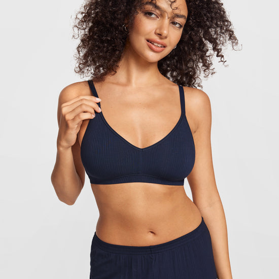 V-Neck Wireless unpadded Bralette Deep Ocean Blue