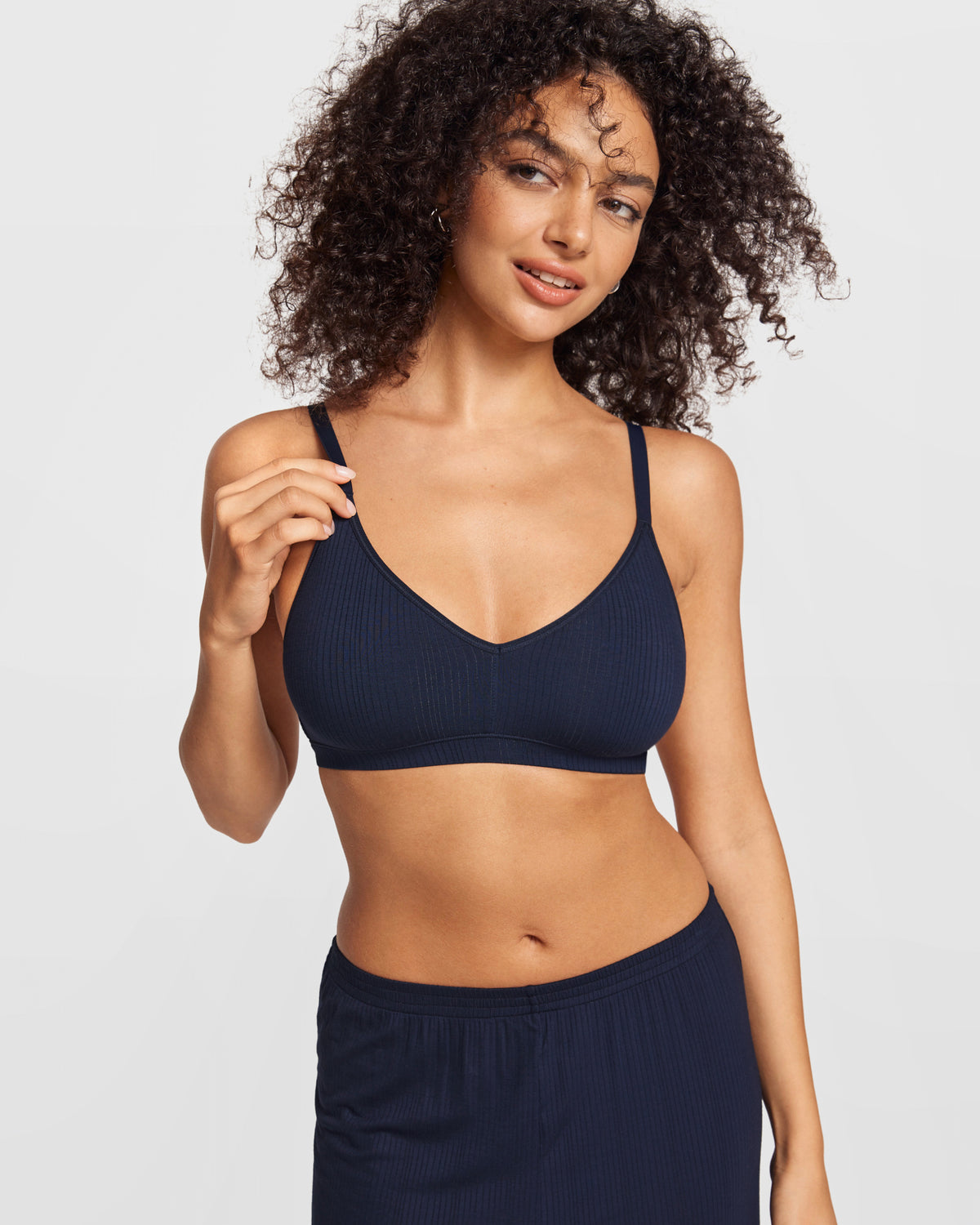V-Neck Wireless unpadded Bralette Deep Ocean Blue