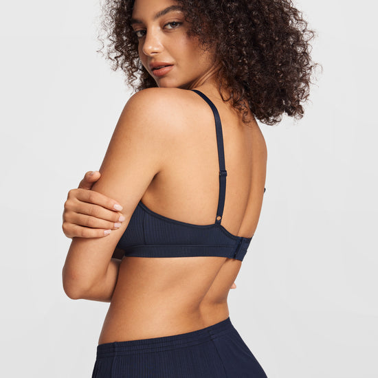 V-Neck Wireless unpadded Bralette Deep Ocean Blue