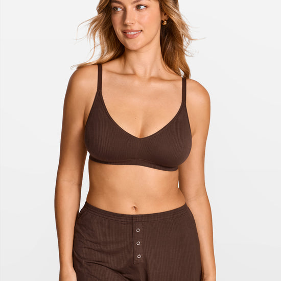 V-Neck Wireless unpadded Bralette Hazelnut