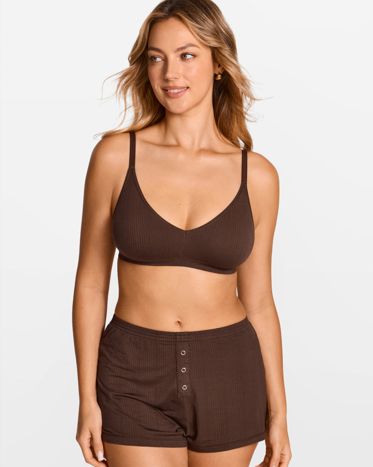 V-Neck Wireless unpadded Bralette Hazelnut