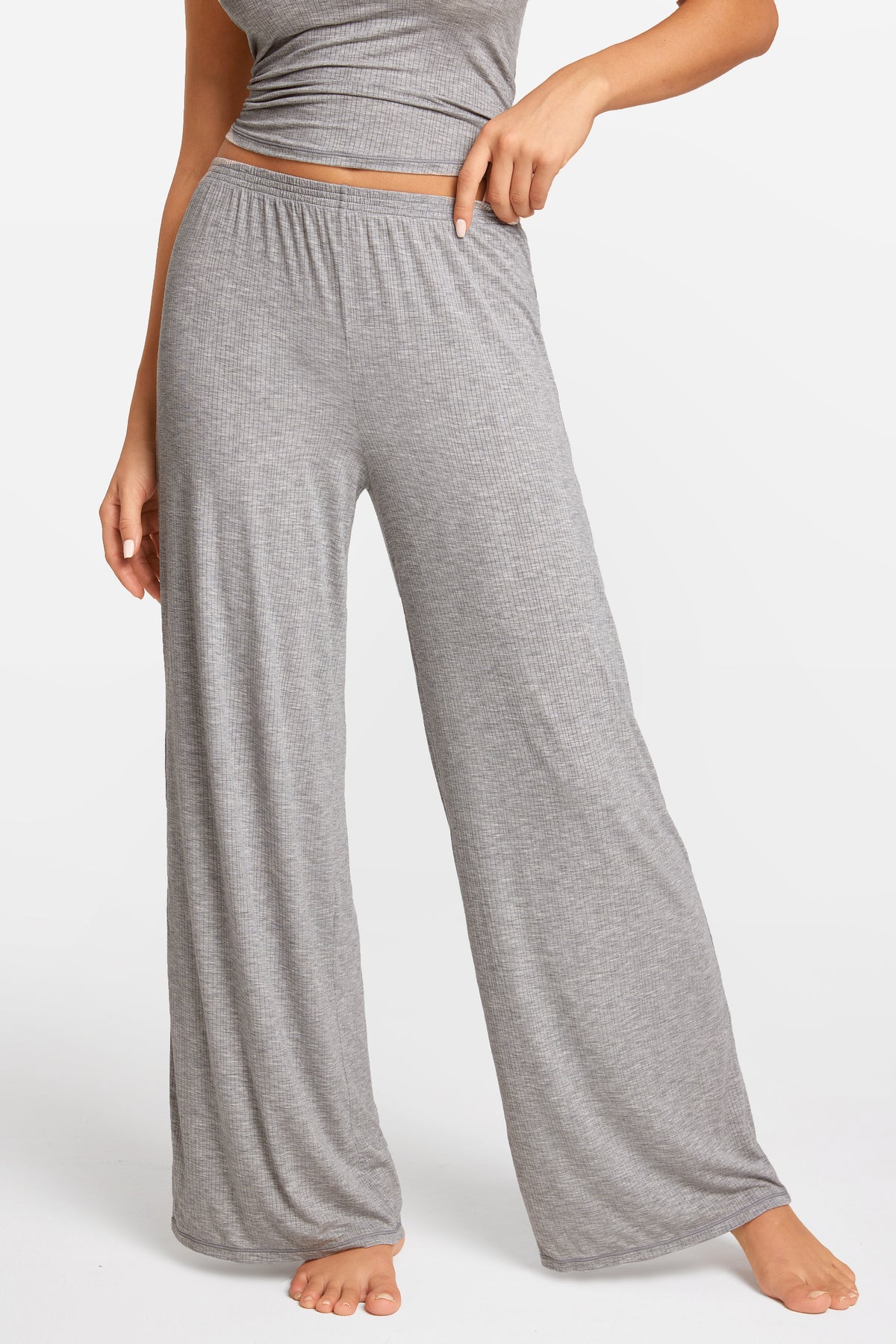 SOULVOR Wide Leg Casual Pants Moon Heather Grey