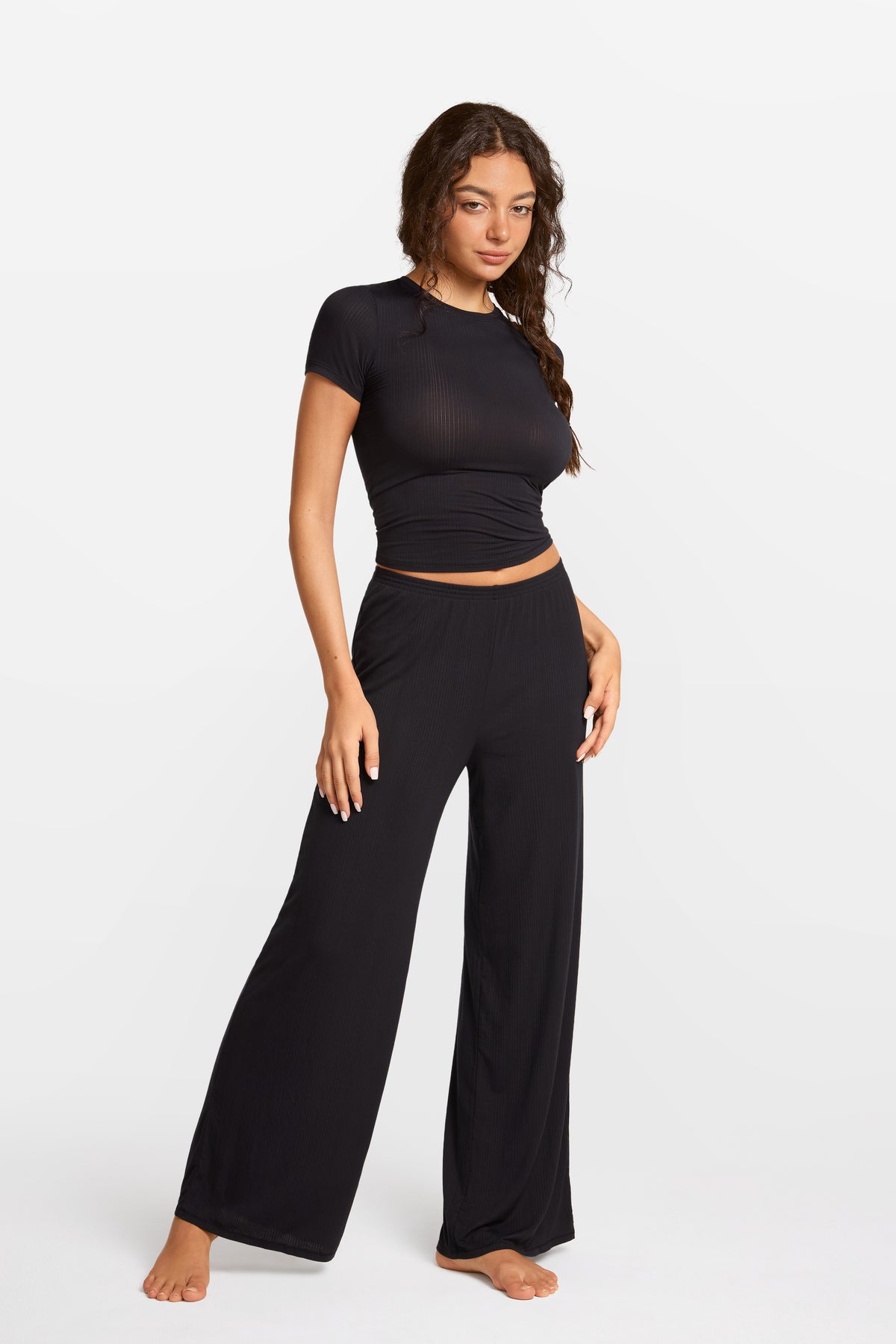 SOULVOR Wide Leg Casual Pants Black