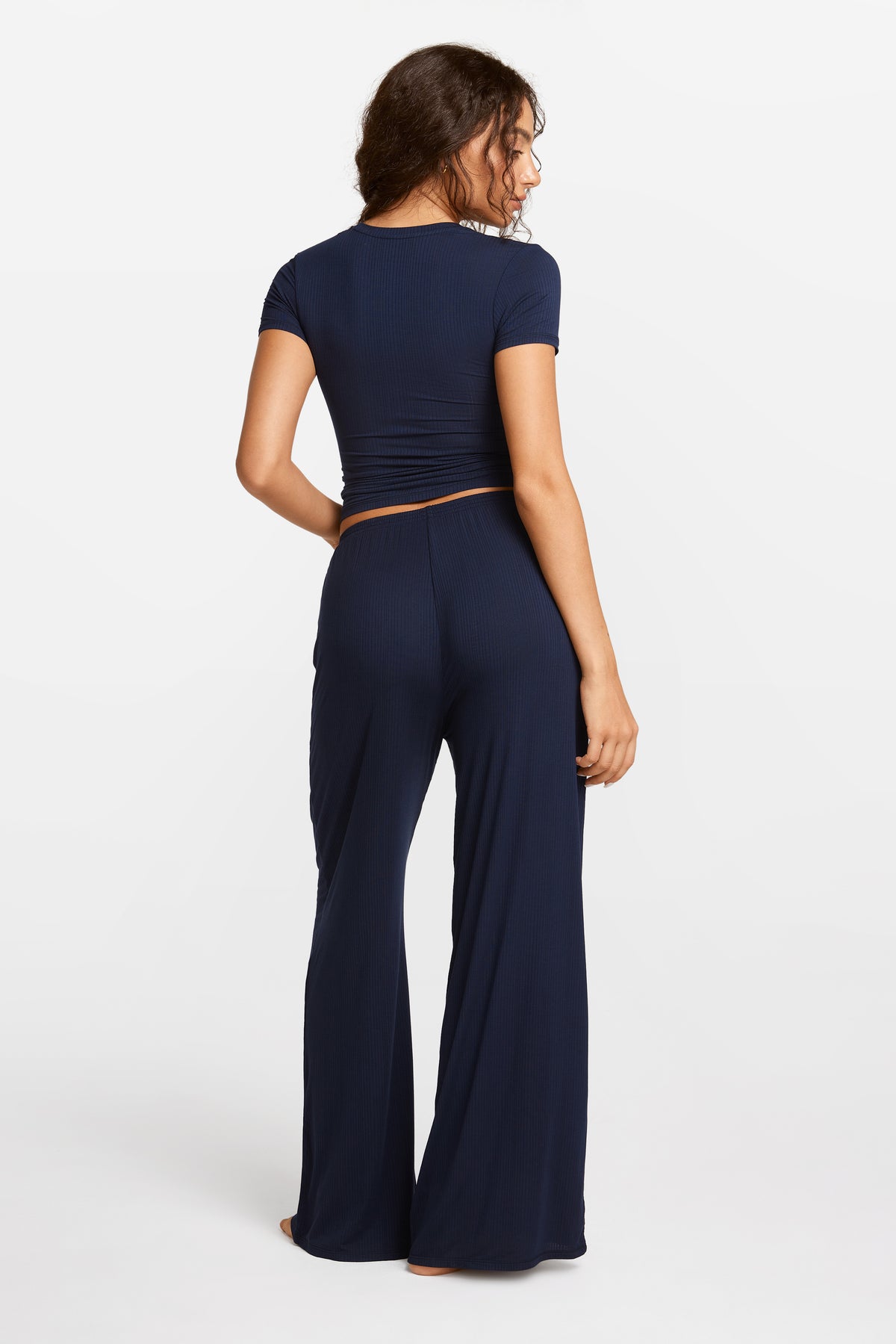 SOULVOR Wide Leg Casual Pants Deep Ocean Blue