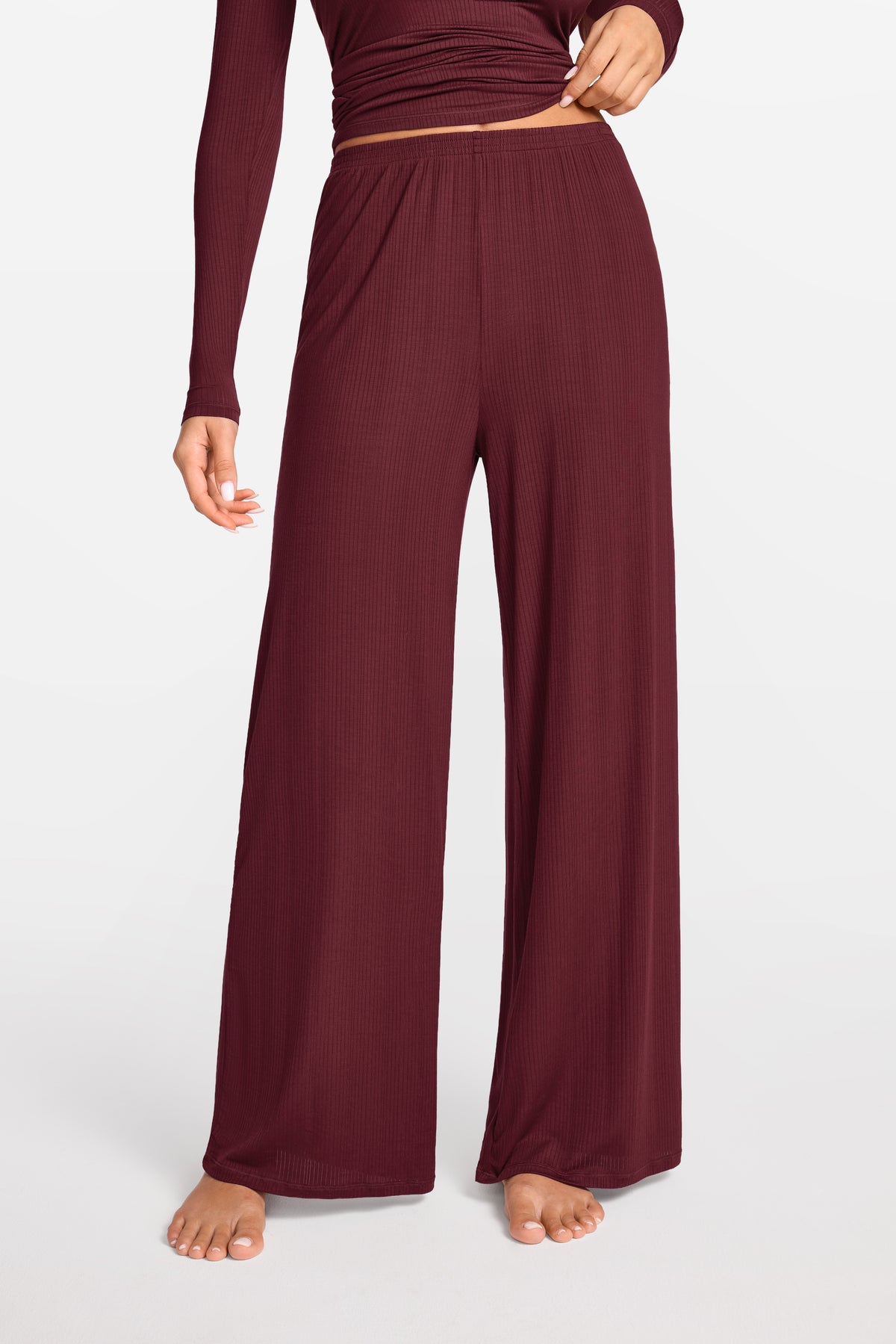 SOULVOR Wide Leg Casual Pants Rum Raisin