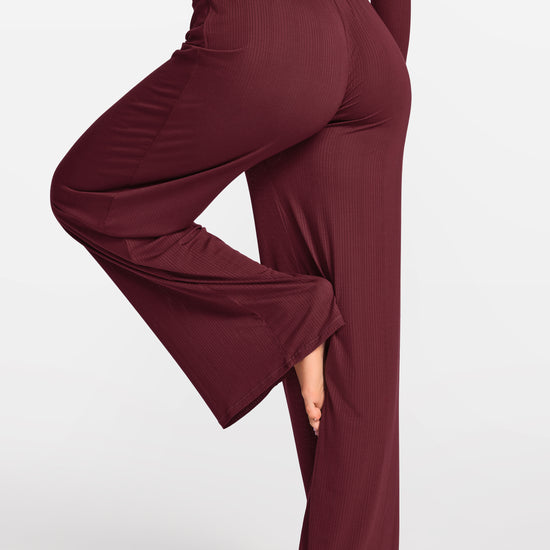 SOULVOR Wide Leg Casual Pants Rum Raisin