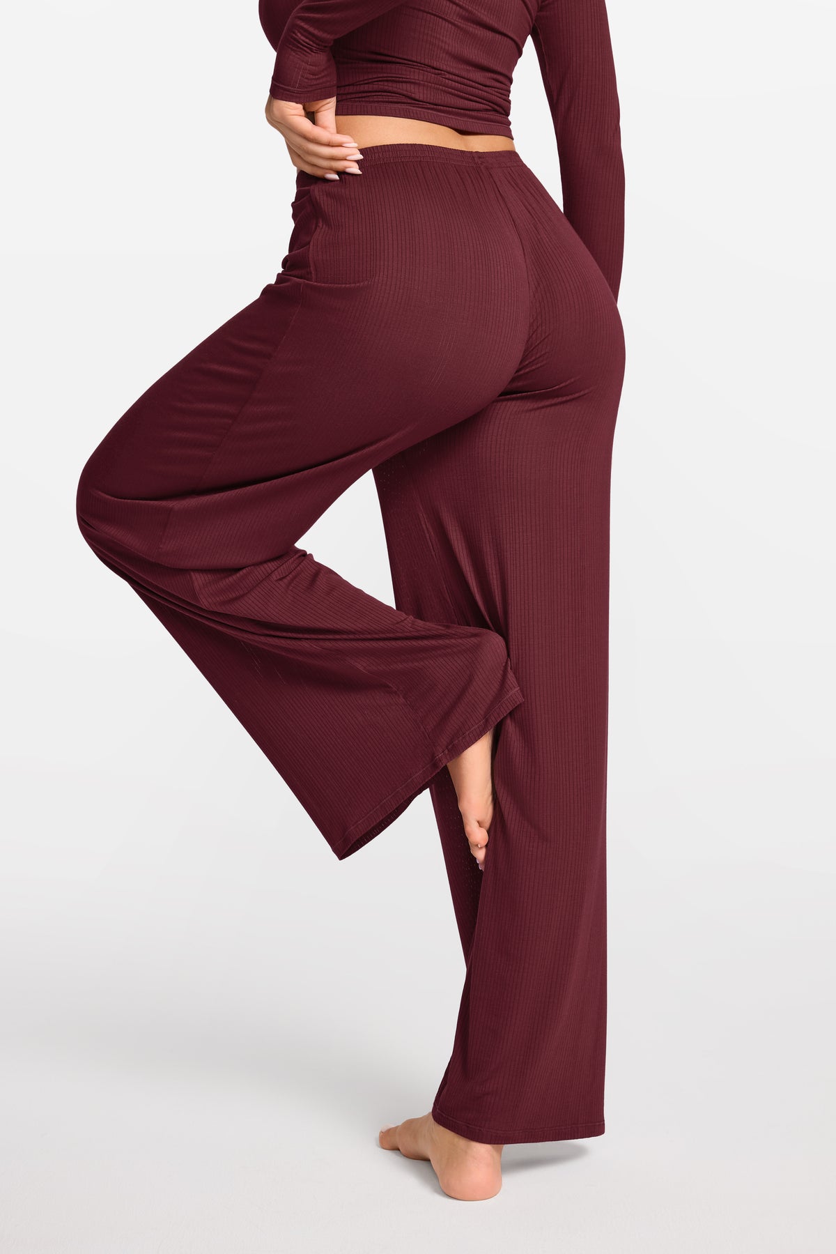 SOULVOR Wide Leg Casual Pants Rum Raisin