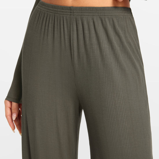 SOULVOR Wide Leg Casual Pants Deep Moss Green