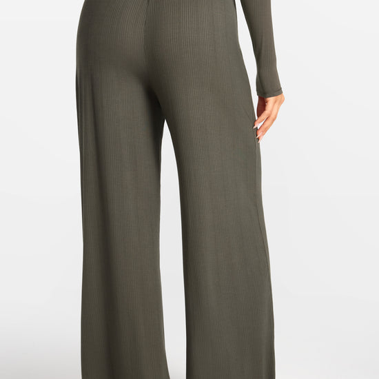 SOULVOR Wide Leg Casual Pants Deep Moss Green