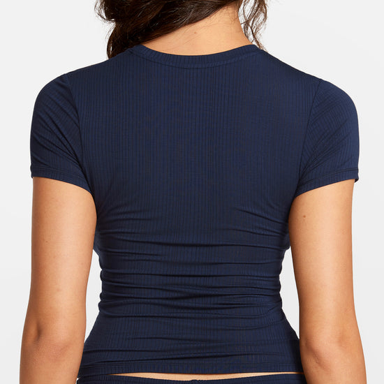SOULVOR Short Sleeve Crew Neck T-Shirt Deep Ocean Blue @model_info:A2