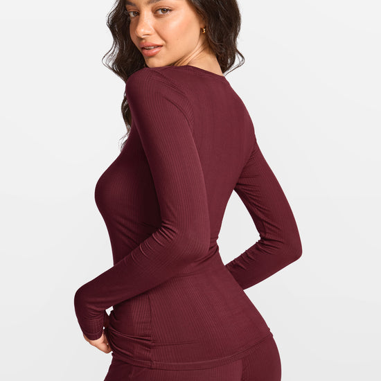 SOULVOR Long Sleeve Crew Neck T-Shirt Rum Raisin