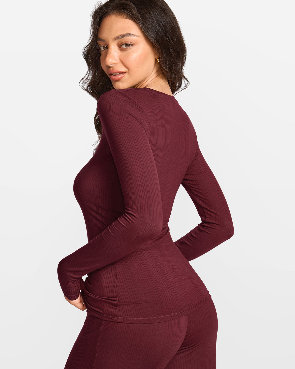 SOULVOR Long Sleeve Crew Neck T-Shirt Rum Raisin